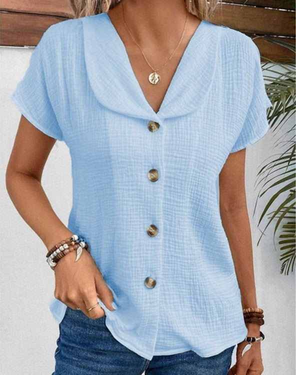 Maree - Top with Collar and Buttons
